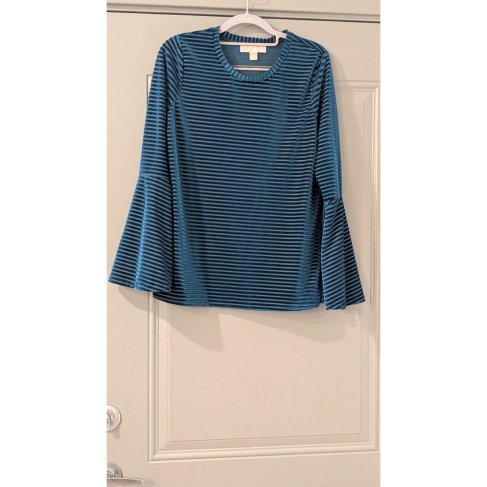 Women's Michael Kors Teal Striped Long Sleeve Tee M